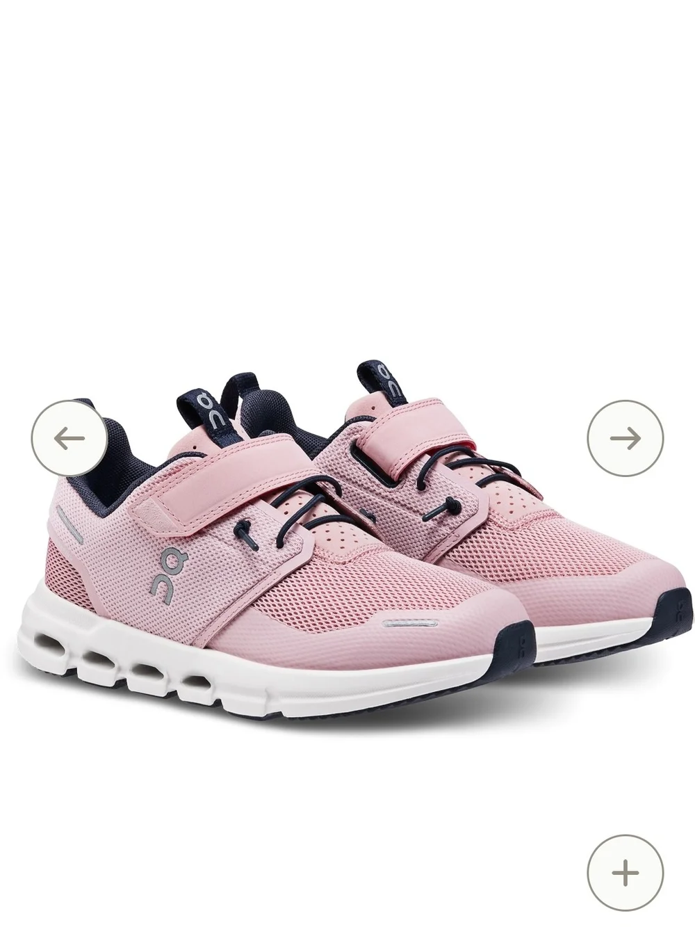 On Running Kids Cloudfoam Sneaker in Pink with Navy Accents
